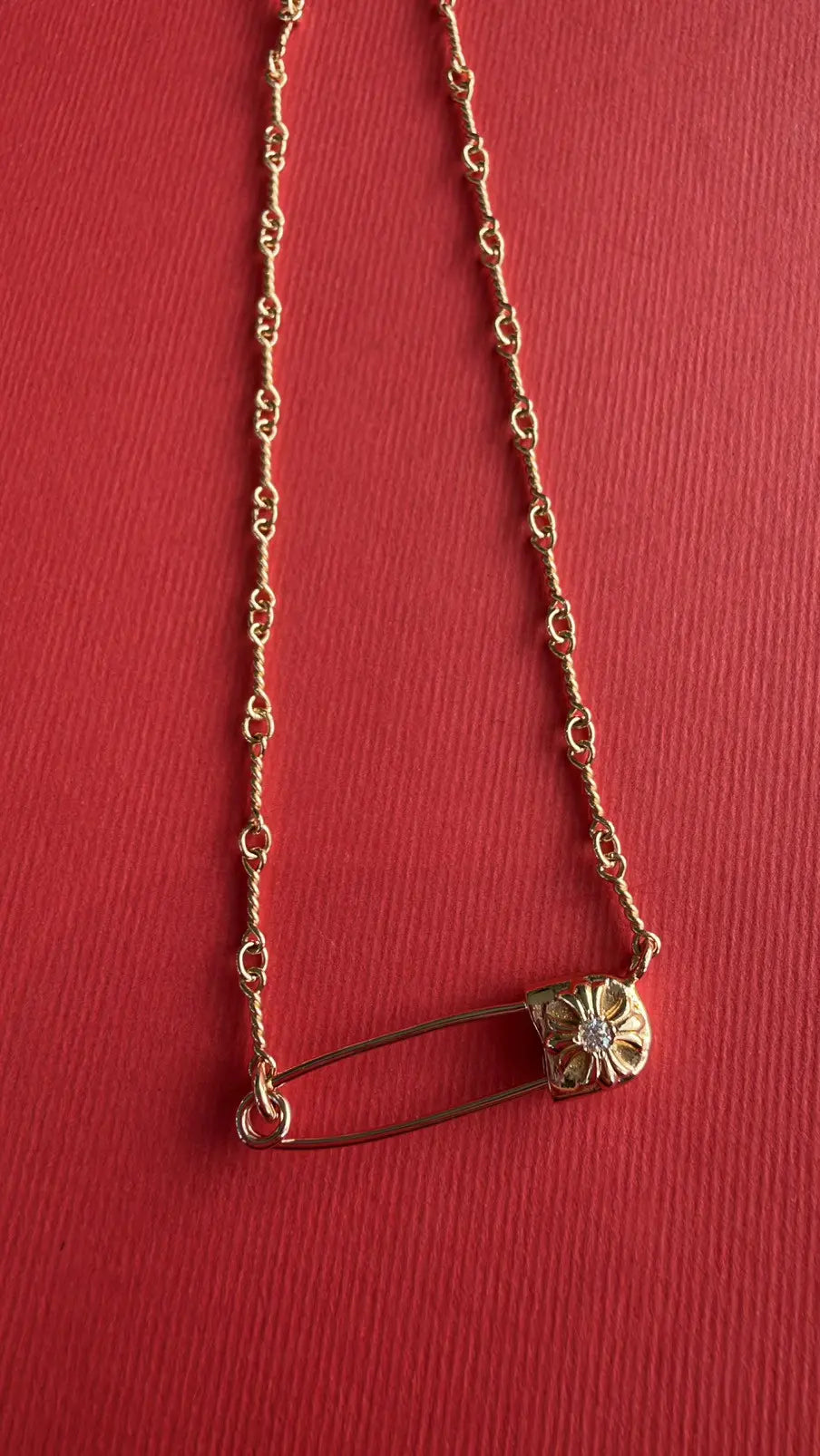 Chrome Hearts 22K Gold Diamond Safety Pin Necklace - 16 Inches Chrome Hearts