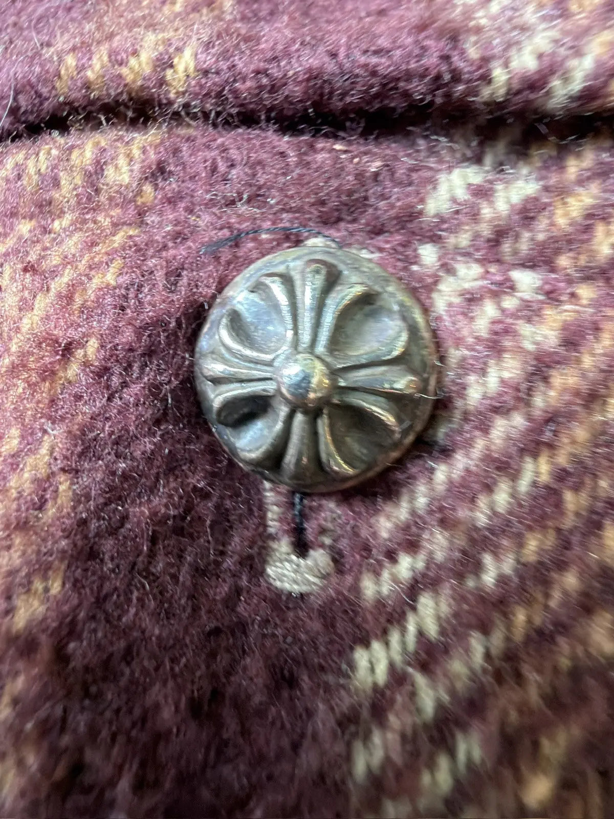 Chrome Hearts Plaid Flannel Jacket w Shearling Collar