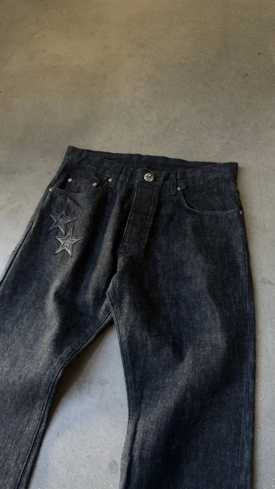 Chrome Hearts Grey & Black Star Patch Jeans