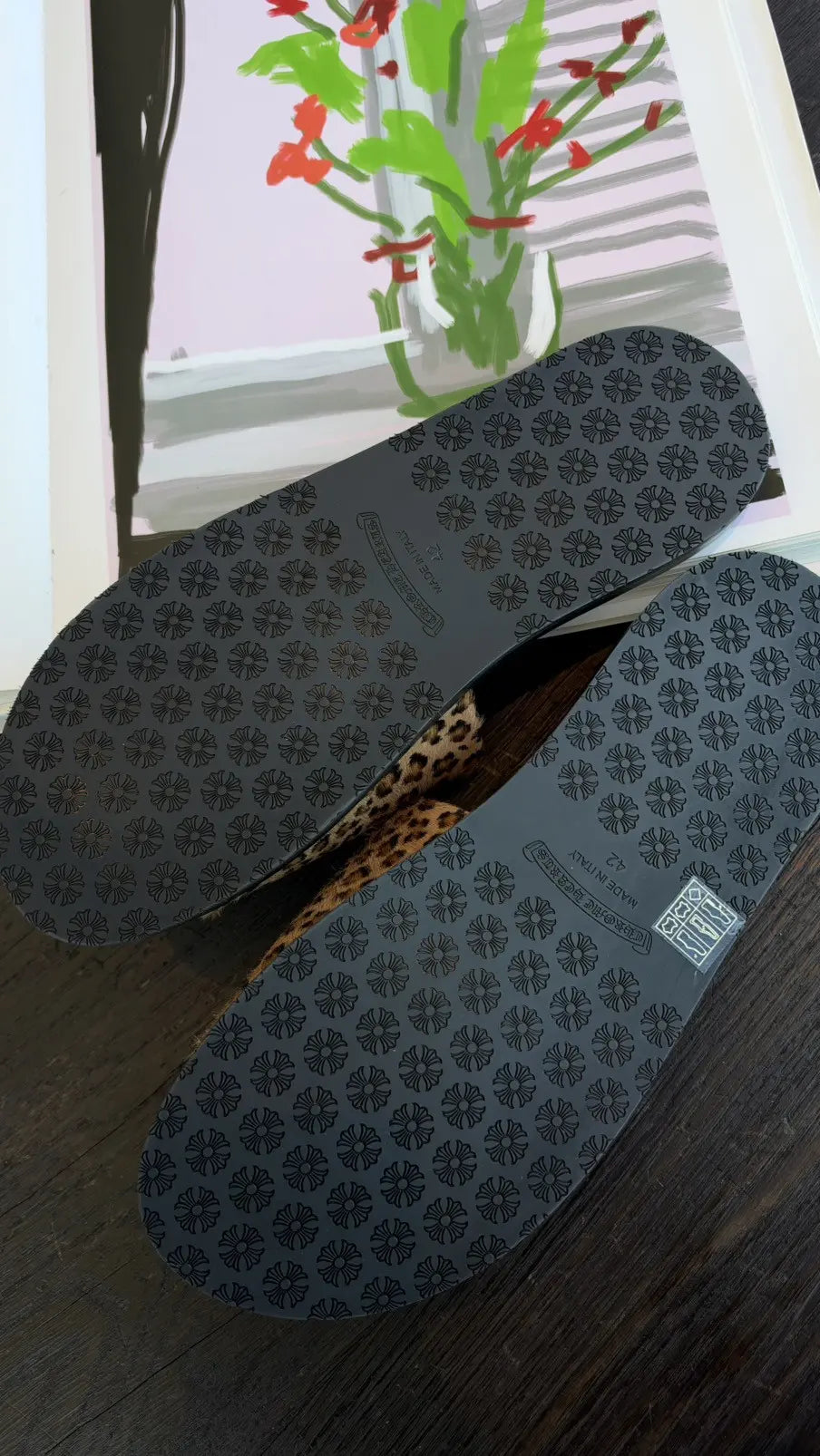 Chrome Hearts Plus Cross Patch Leopard Slides Size 9 Chrome Hearts