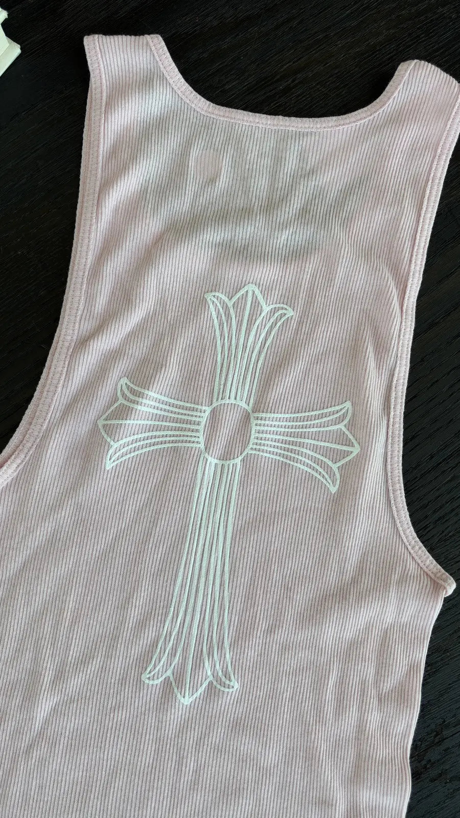 Chrome Hearts Pink T-Bar Script Rib Tank Top Size L Chrome Hearts