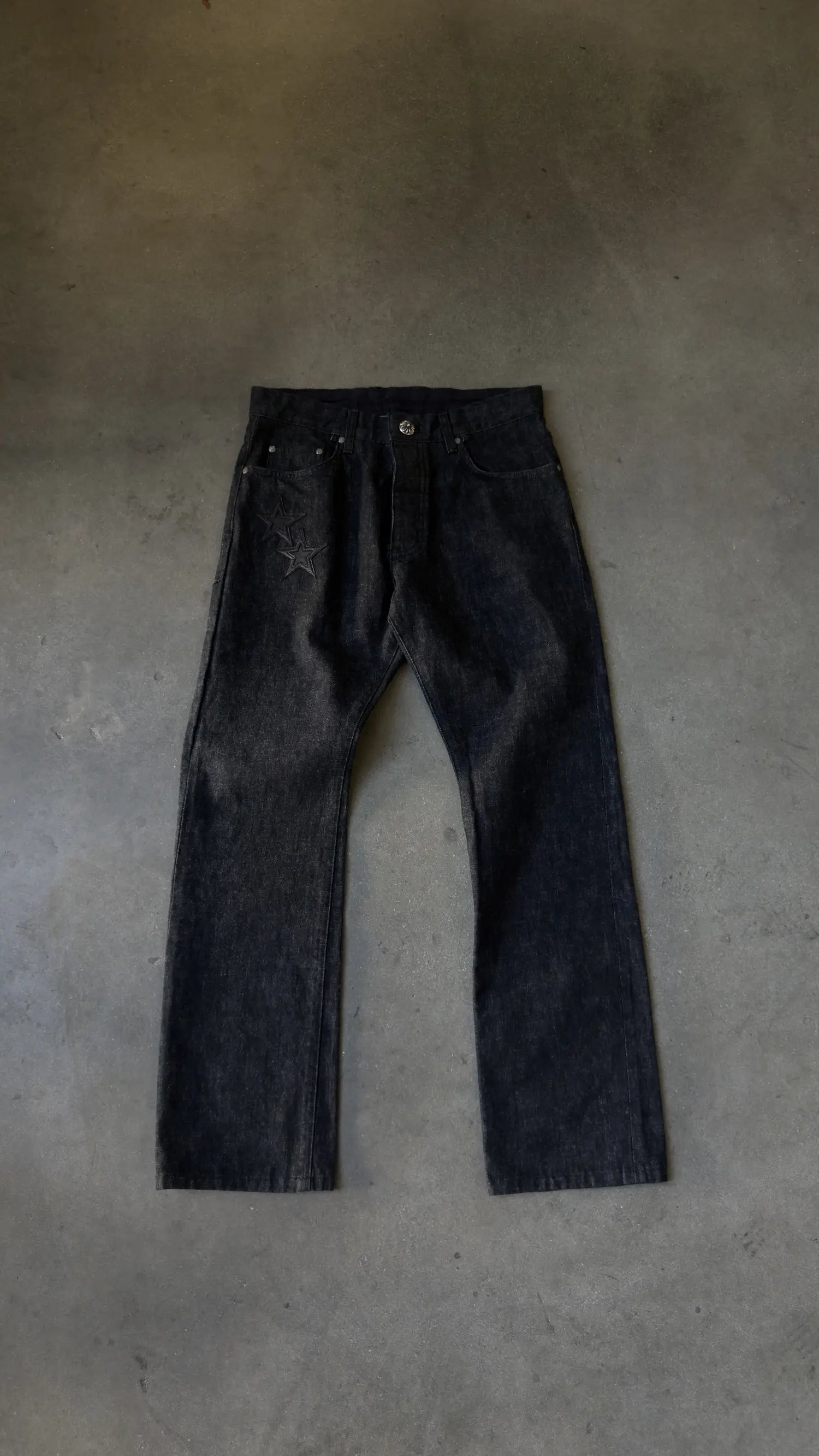 Chrome Hearts Grey & Black Star Patch Jeans