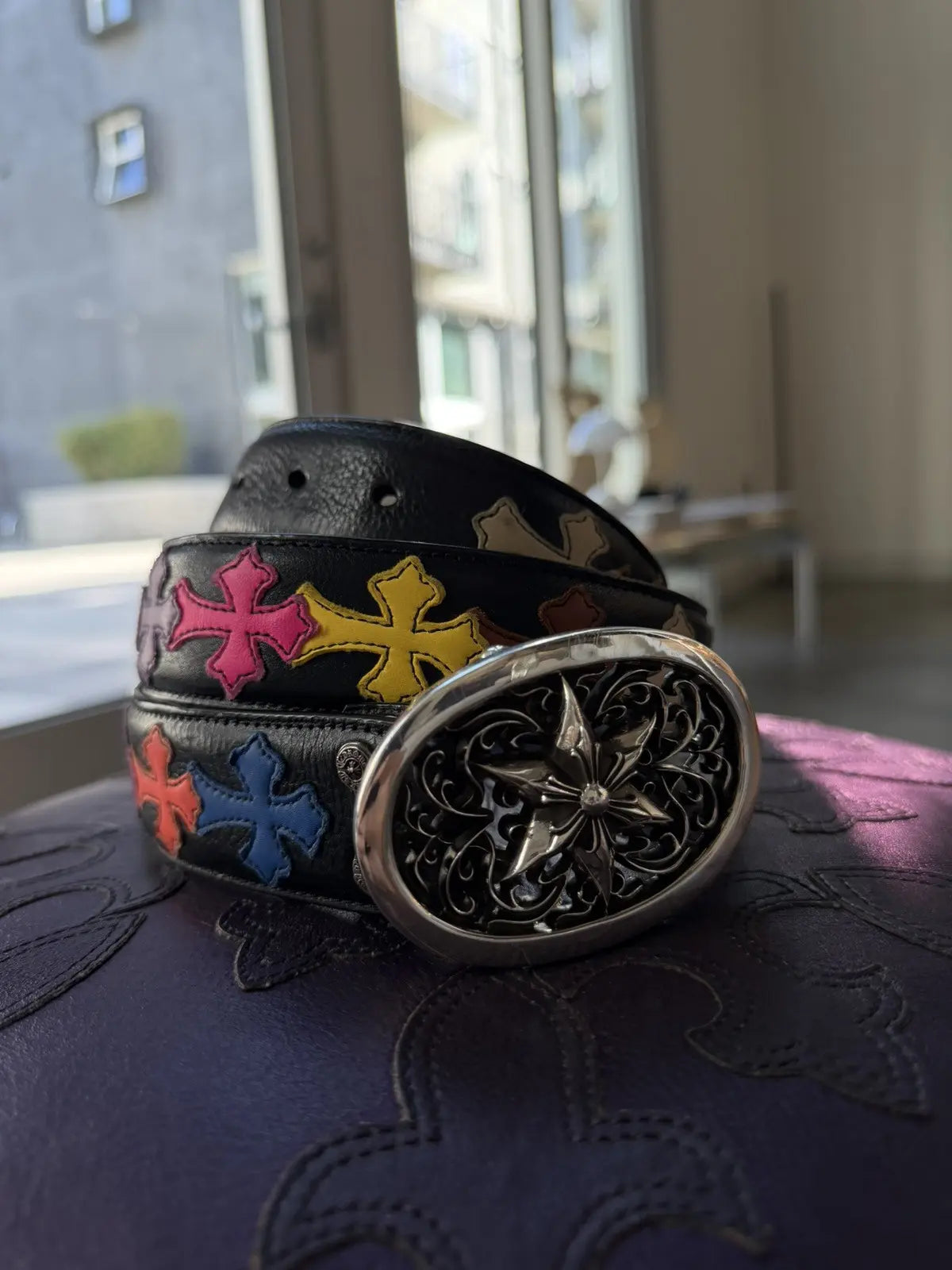 Chrome Hearts Multi Color Cross Patch Belt Strap