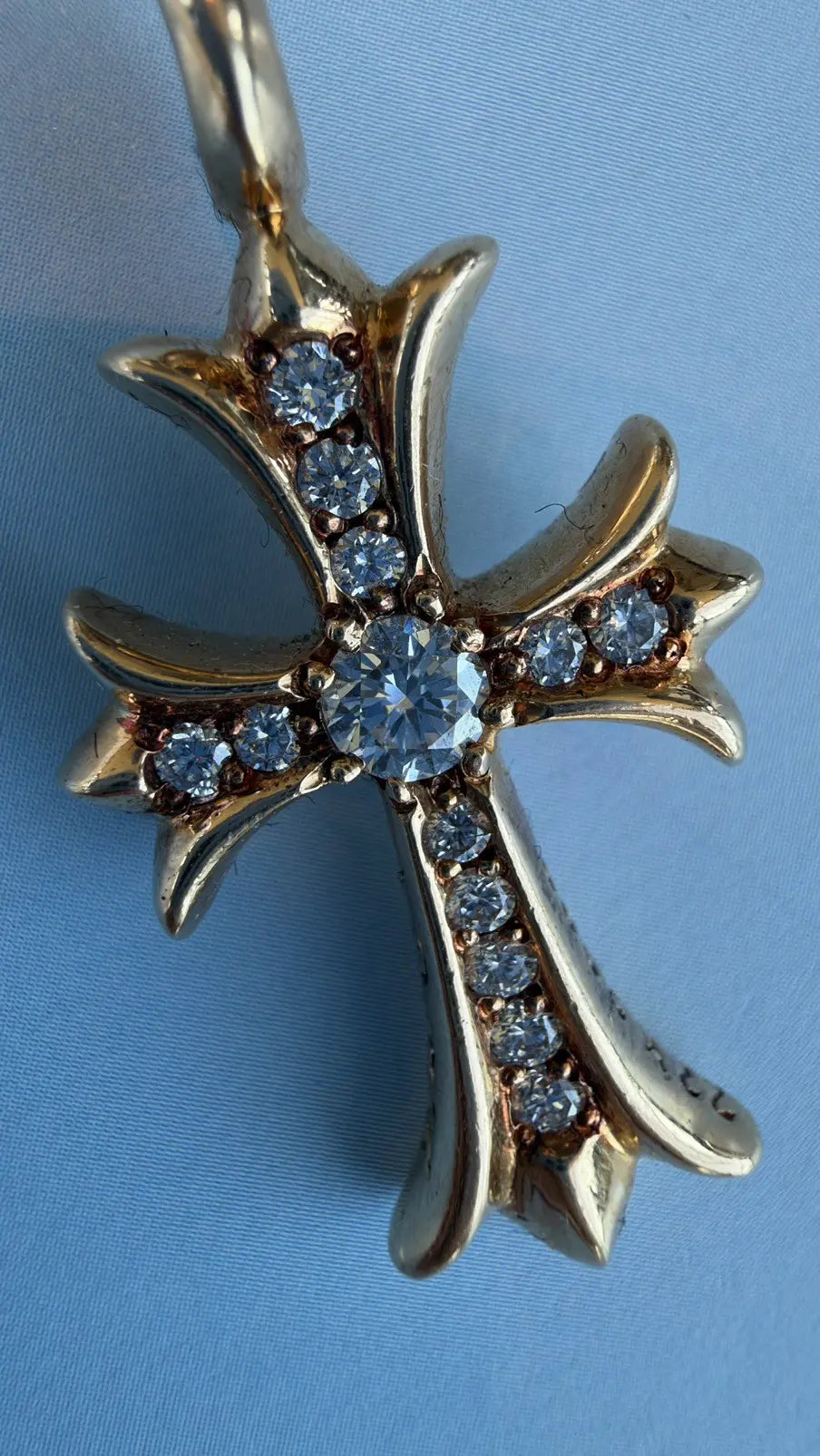 Chrome Hearts 22K Gold Diamond Cross Pendant Chrome Hearts
