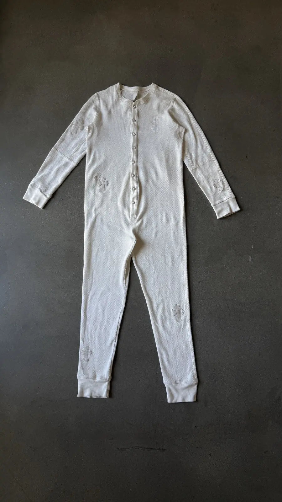 Chrome Hearts Thermal Sliver Onesie Featuring Cross Patches