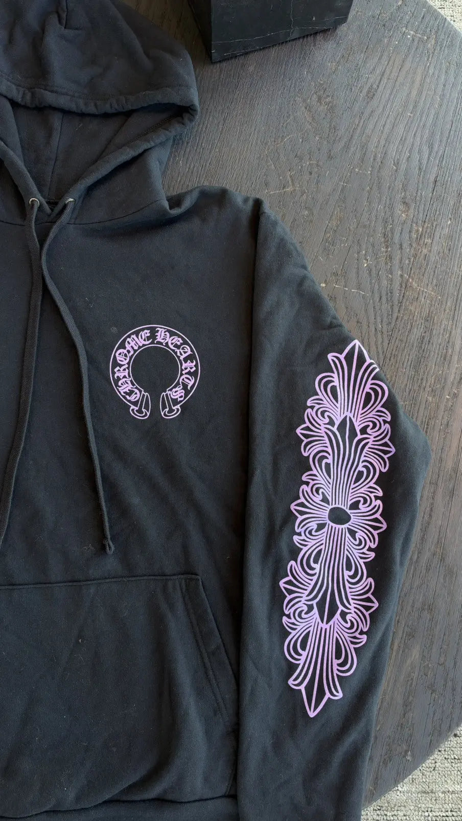 Chrome Hearts (F&F) Purple Glitter Floral Cross Hoodie Size L Chrome Hearts
