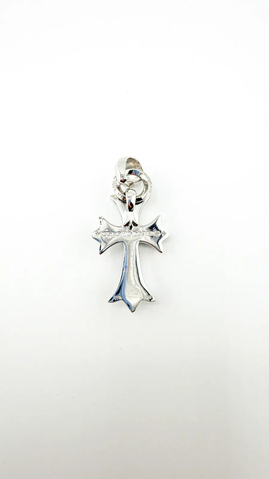 Chrome Hearts 18K White Gold Emerald Vine Cross Pendant Chrome Hearts