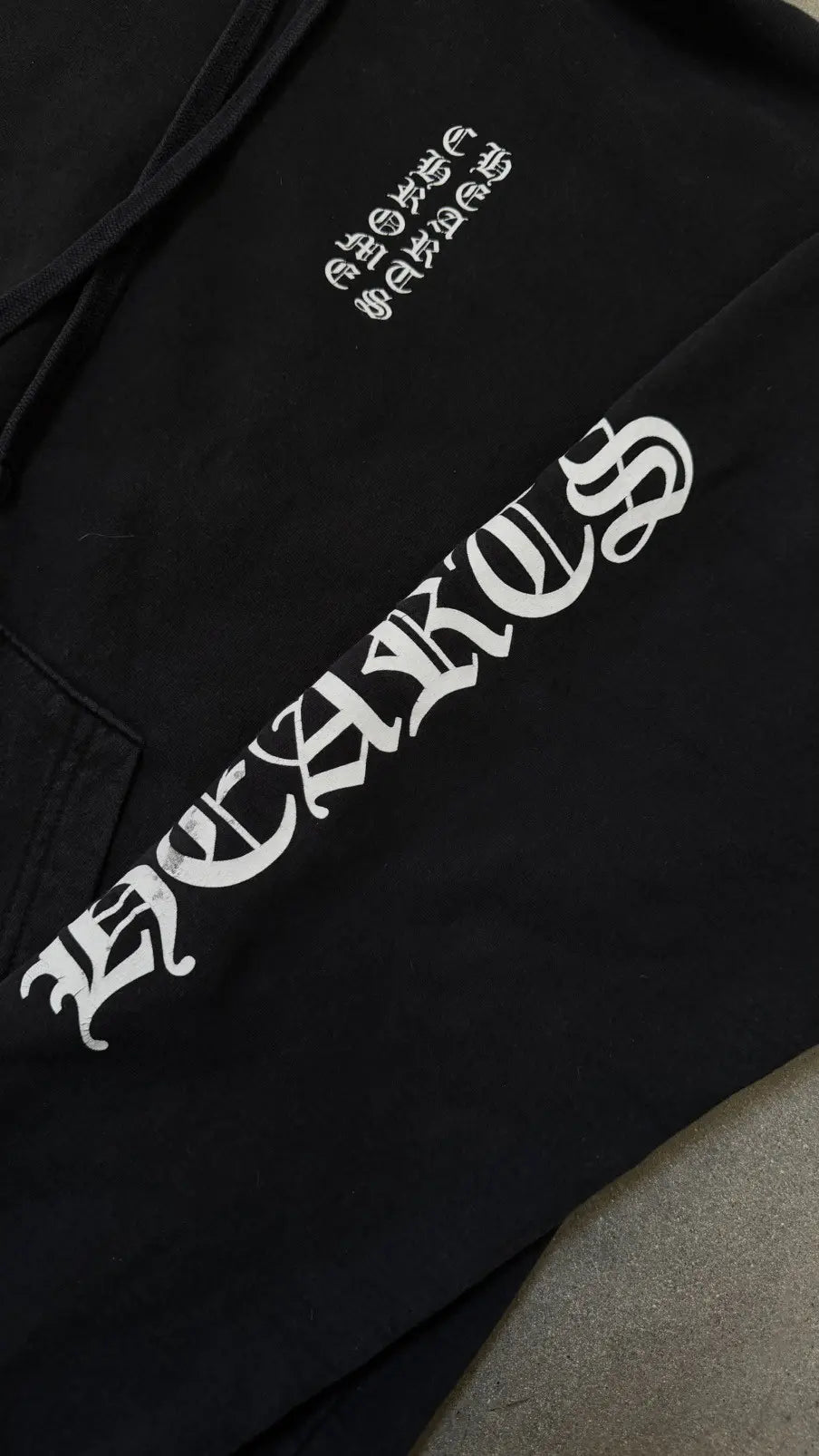 Chrome Heart Scroll Script Sleeve Hoodie Black