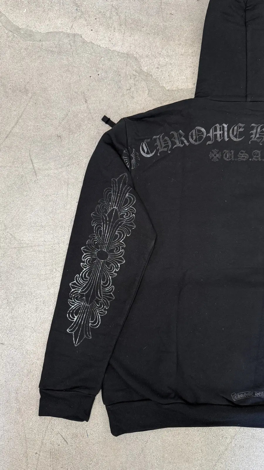Chrome Hearts Blacked Out Horseshoe Logo Hoodie Black