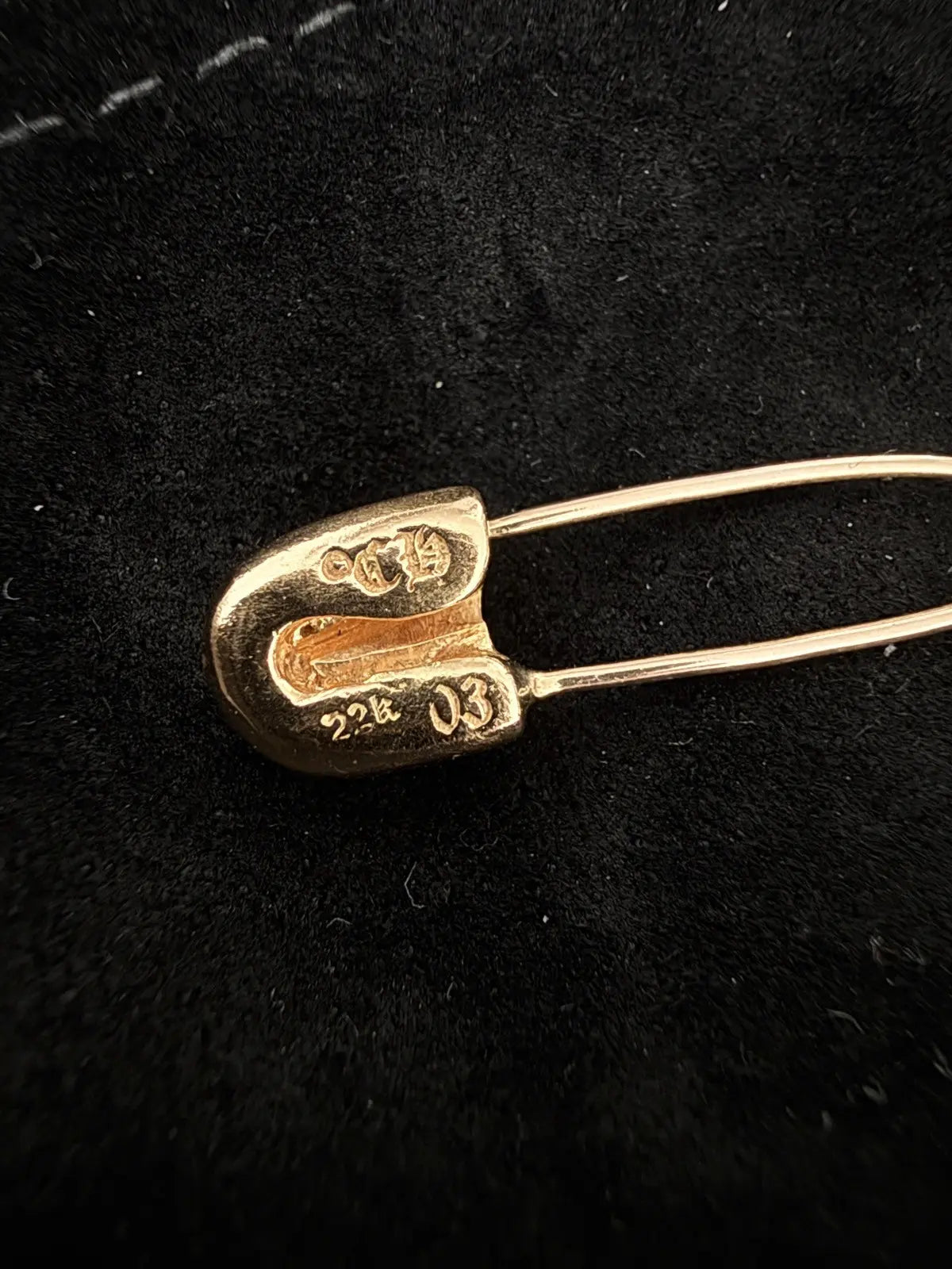 Chrome Hearts 22k Yellow Gold Pave Diamond Safety Pin