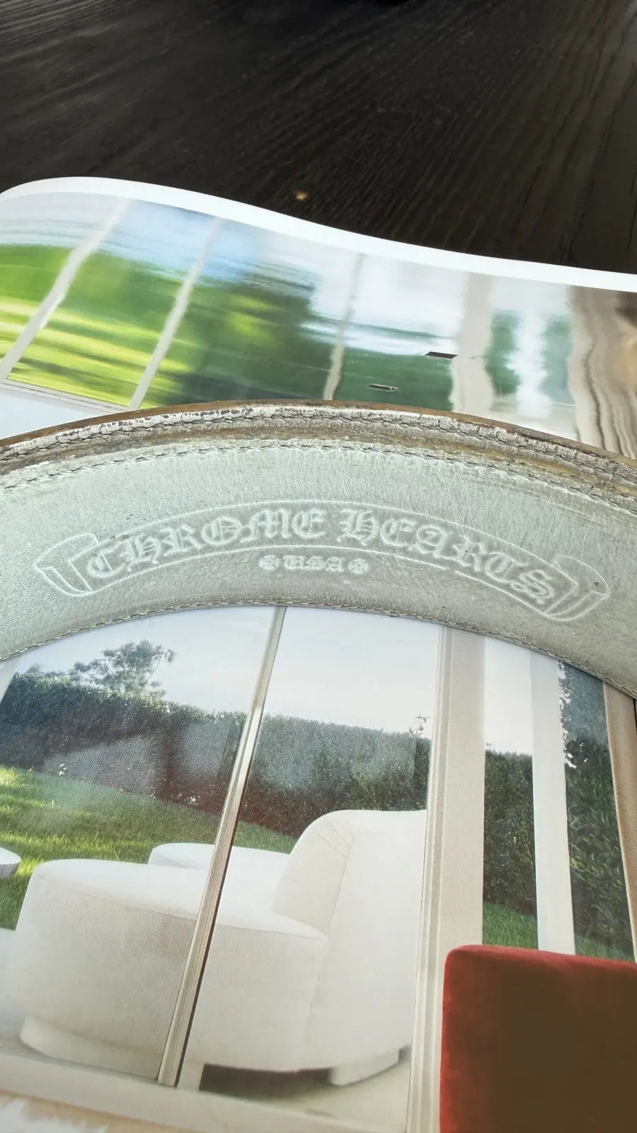 Chrome Hearts White Leather Belt Strap Chrome Hearts