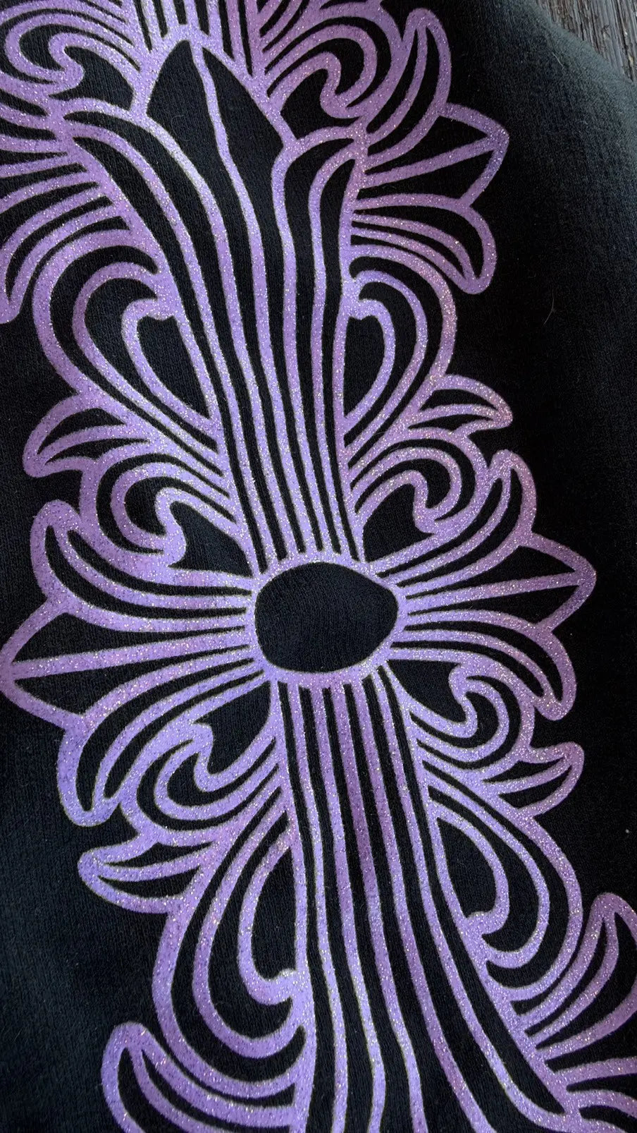 Chrome Hearts (F&F) Purple Glitter Floral Cross Hoodie Size L Chrome Hearts