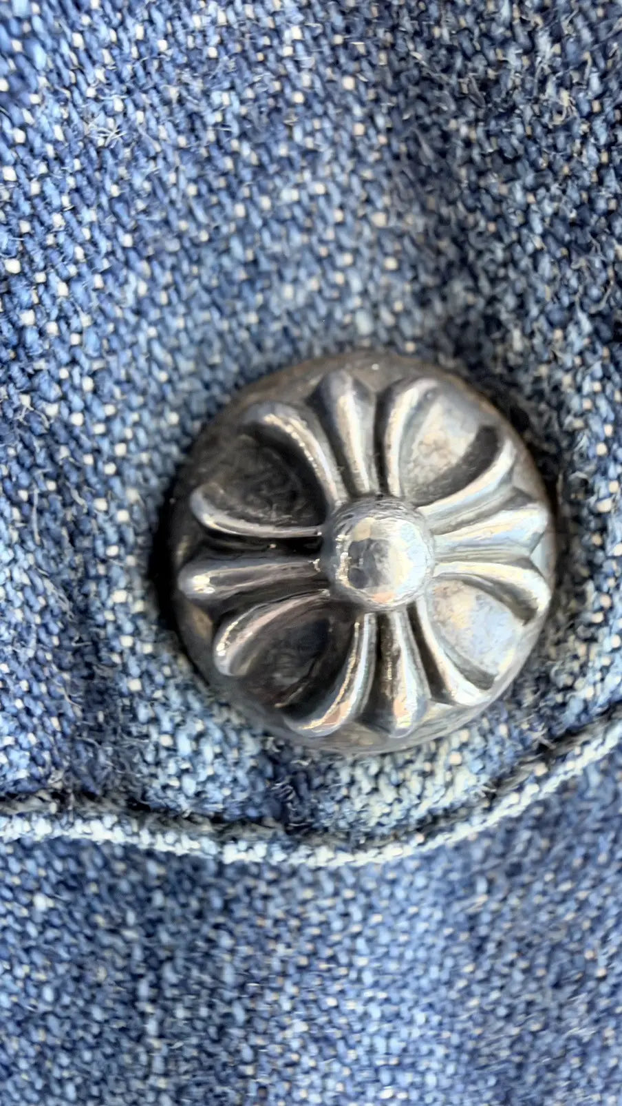 Chrome Hearts Cross Patch Western Denim Button-Up Shirt Size L Chrome Hearts