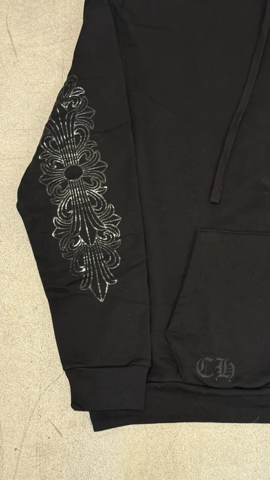 Chrome Hearts Blacked Out Horseshoe Logo Hoodie Black