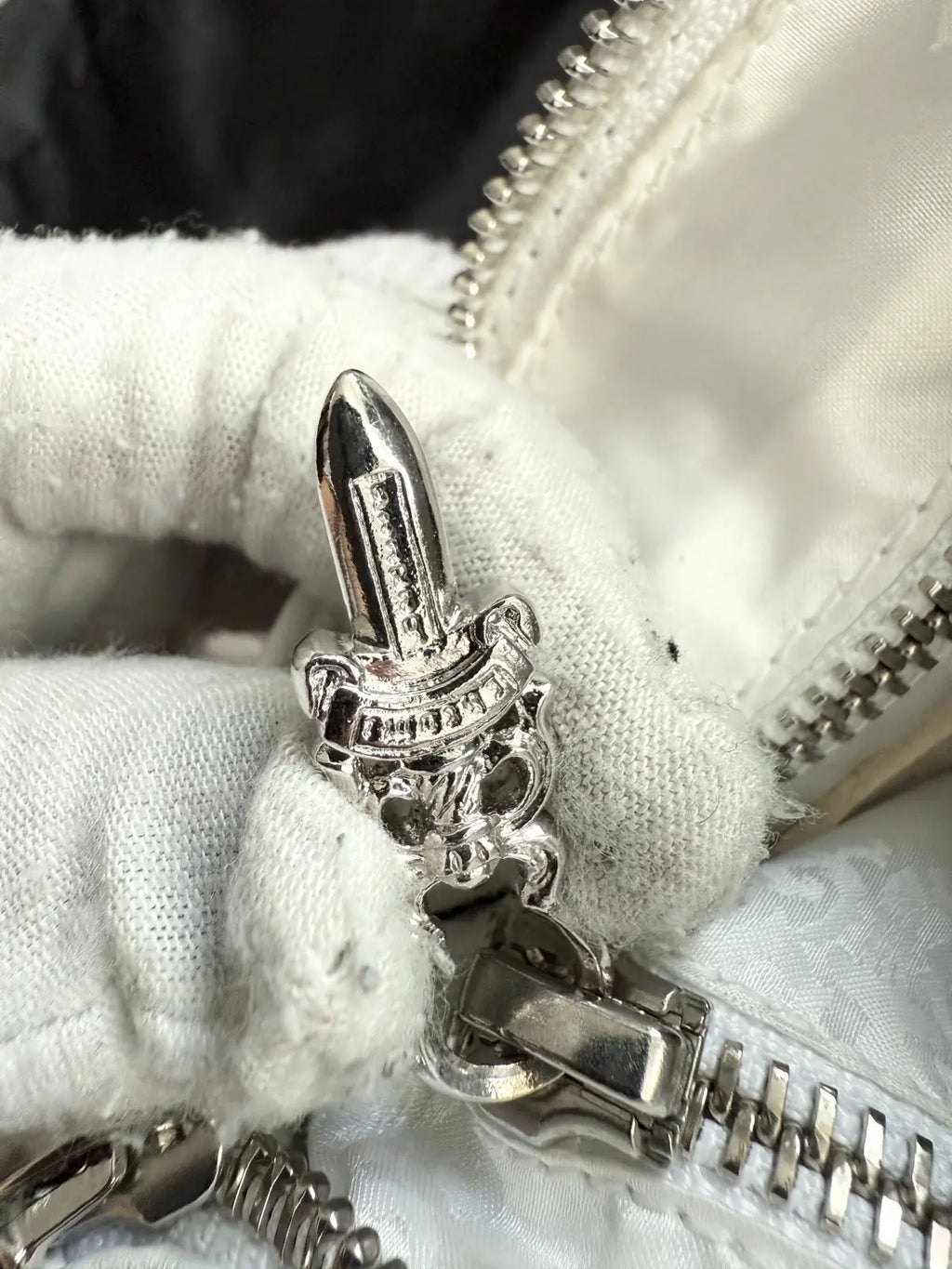 Chrome Hearts Chicken Nugget White Leather Hand Bag