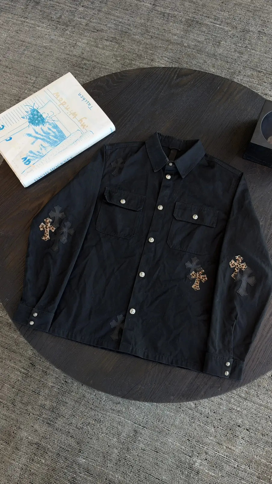 Chrome Hearts Work Dog Cross Leather Patch Jacket Size XL Chrome Hearts