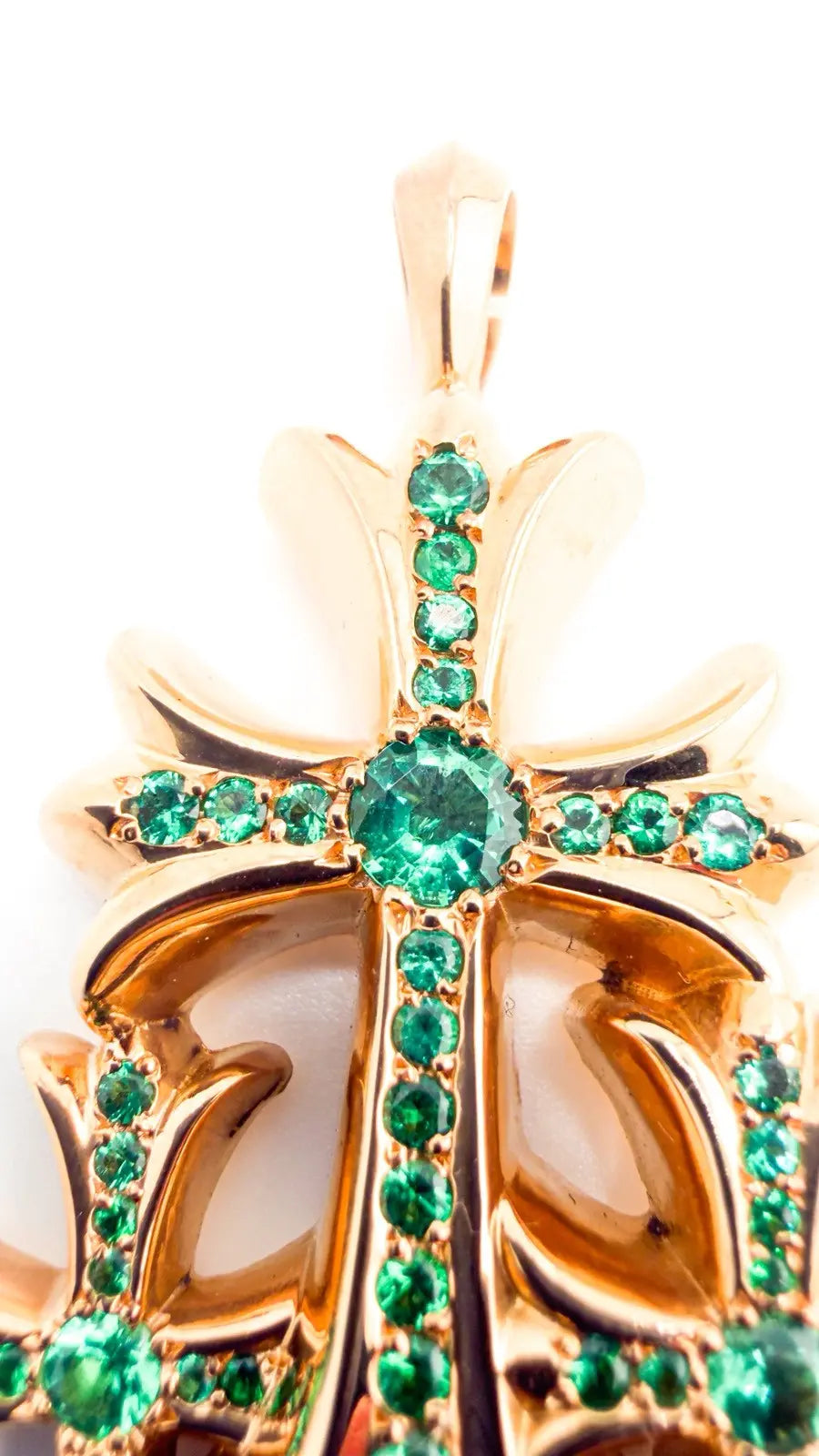 Chrome Hearts 22K Gold Emerald Triple Cross Pendant Chrome Hearts