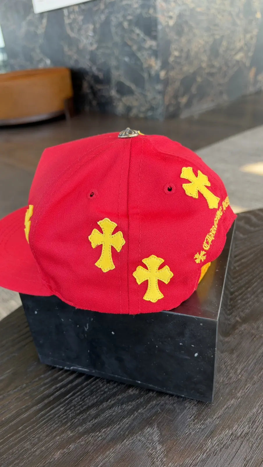 Chrome Hearts Red Yellow Cross Patch Baseball Cap Chrome Hearts