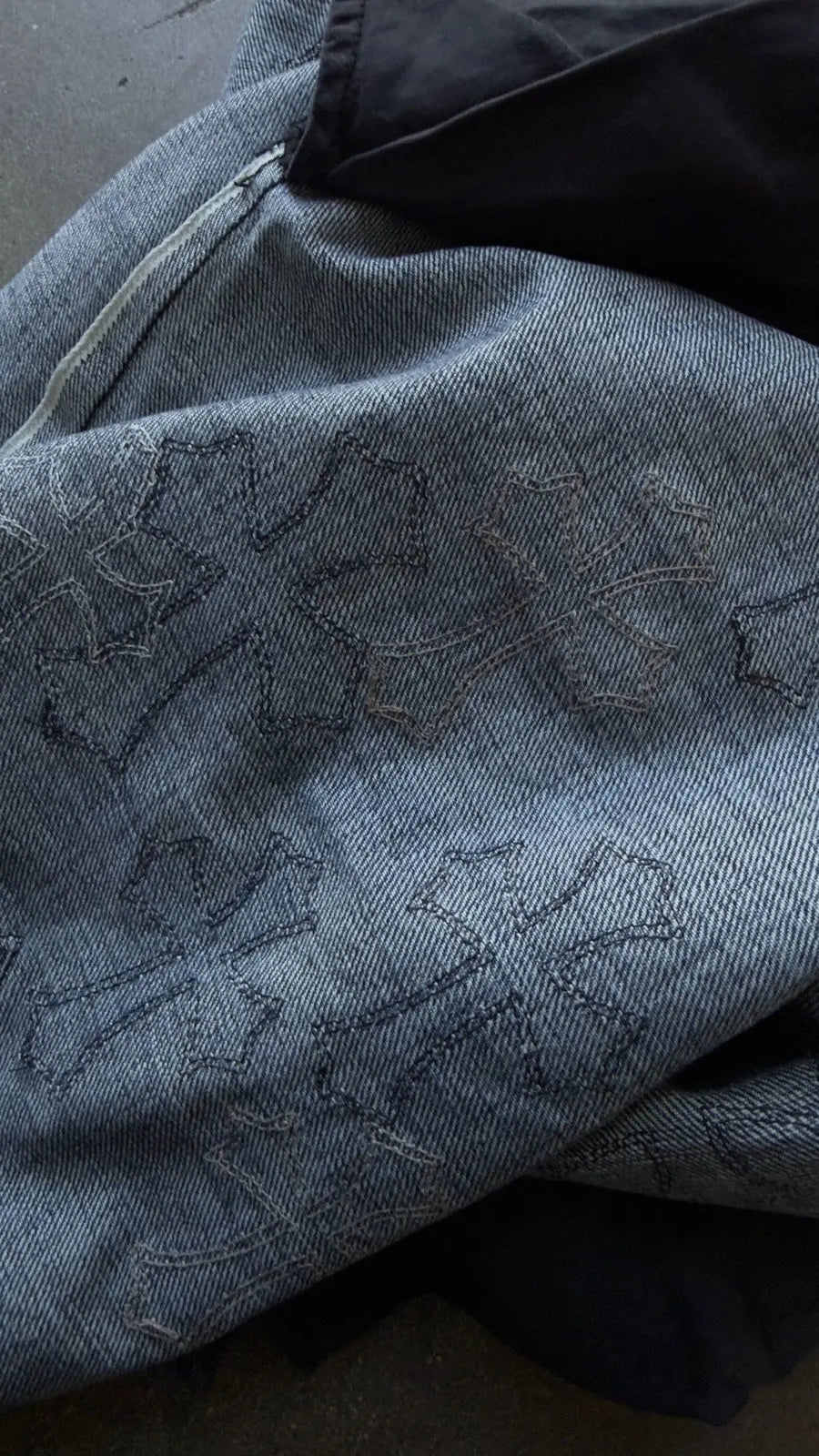 Chrome Hearts Black White Brown Patch FleurKnee Jeans