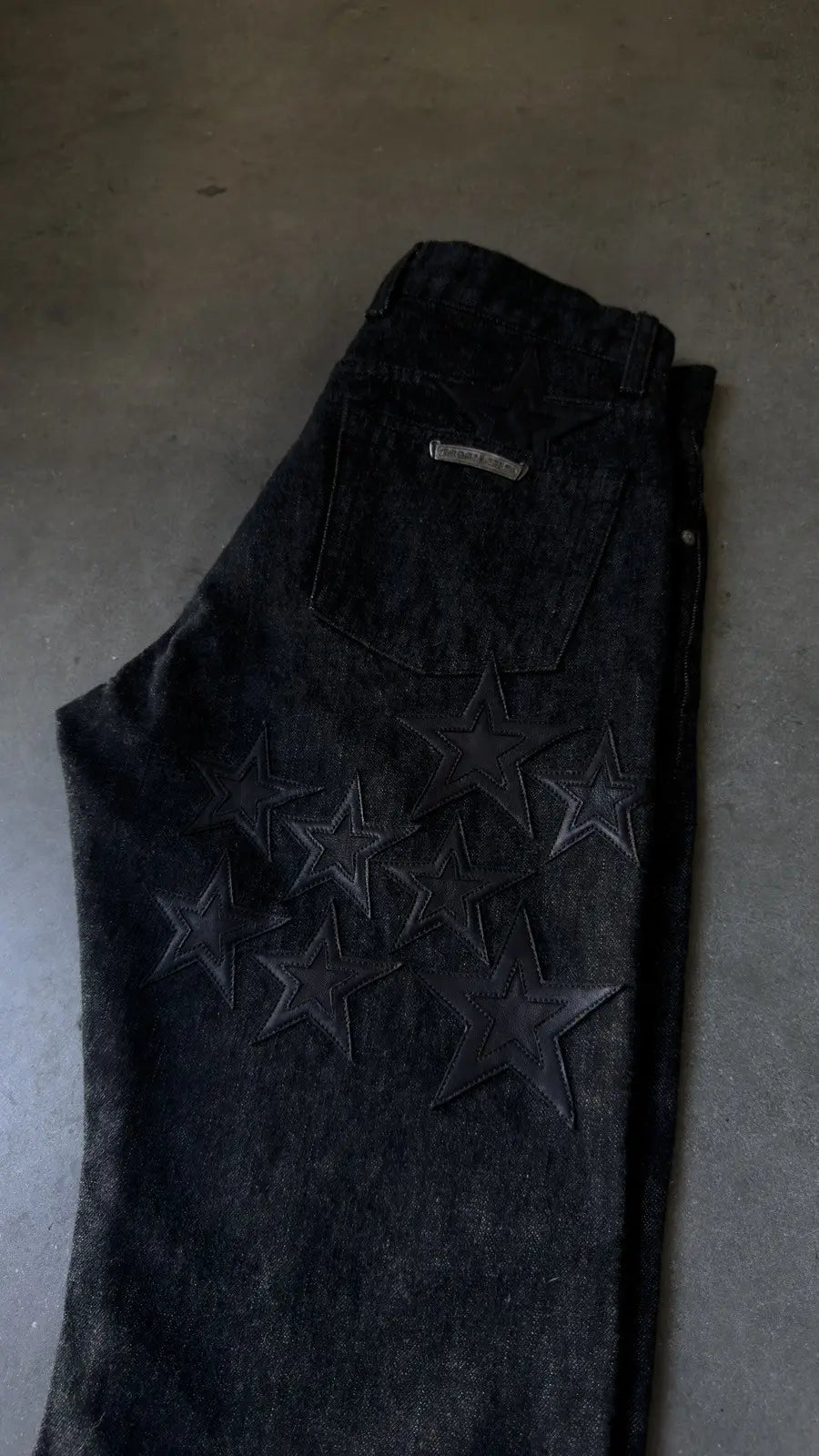Chrome Hearts Grey & Black Star Patch Jeans