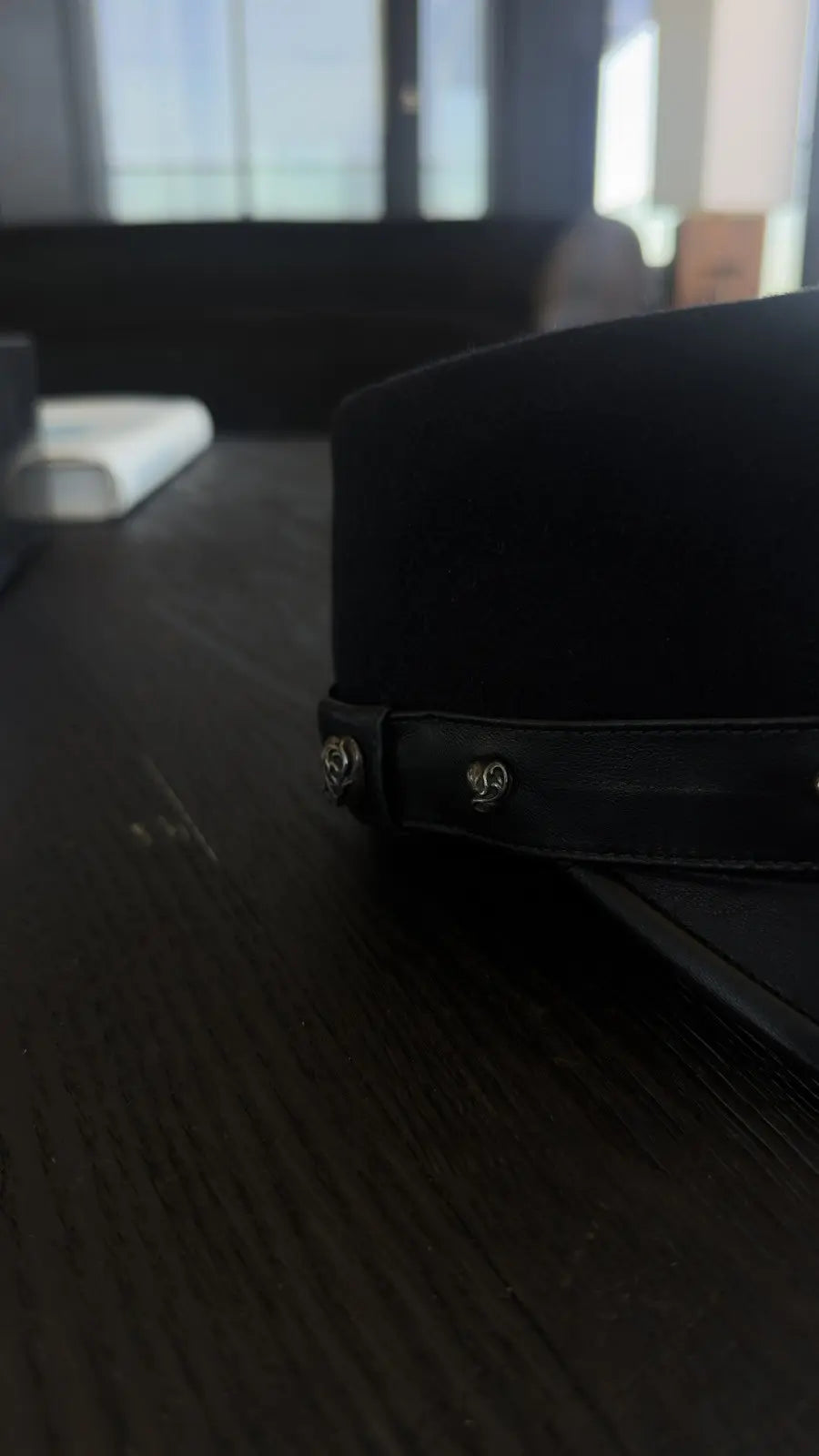 Chrome Hearts Heart Motif Leather Casquette Captain Hat Chrome Hearts