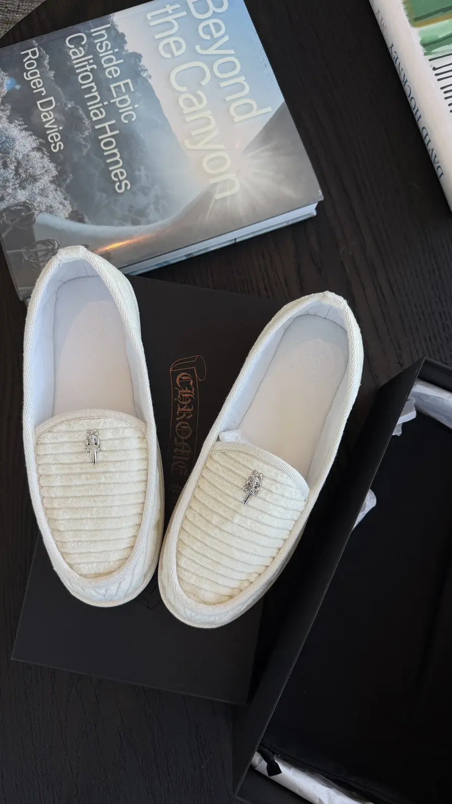 Chrome Hearts White Dagger Corduroy Loafers Chrome Hearts