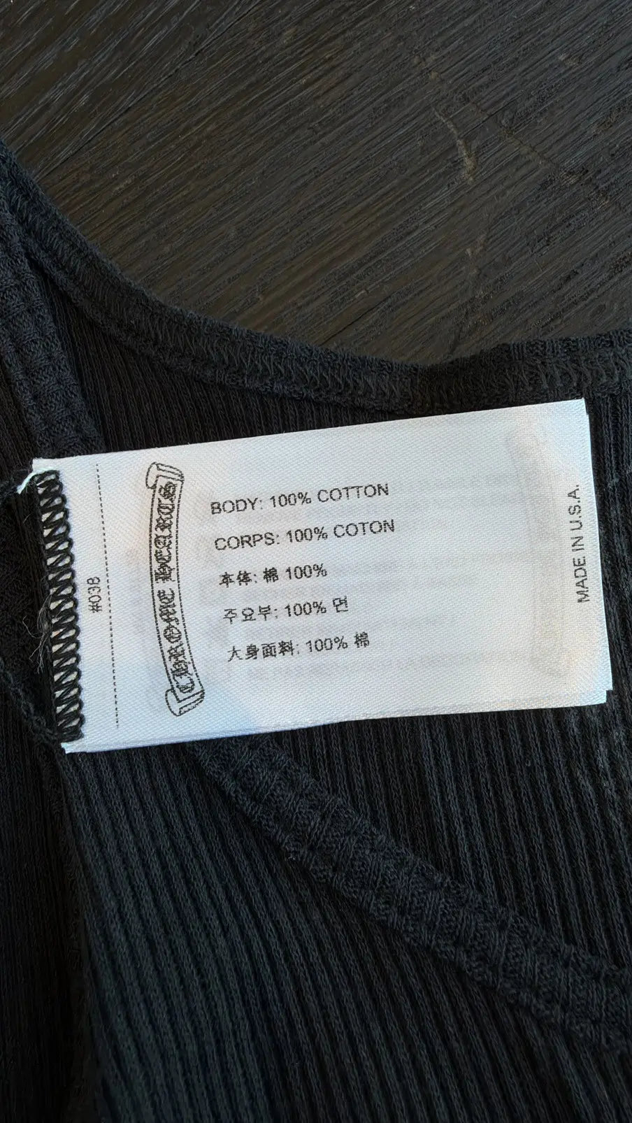 Chrome Hearts Fine-Ribbed Black Tank Top Size M Chrome Hearts