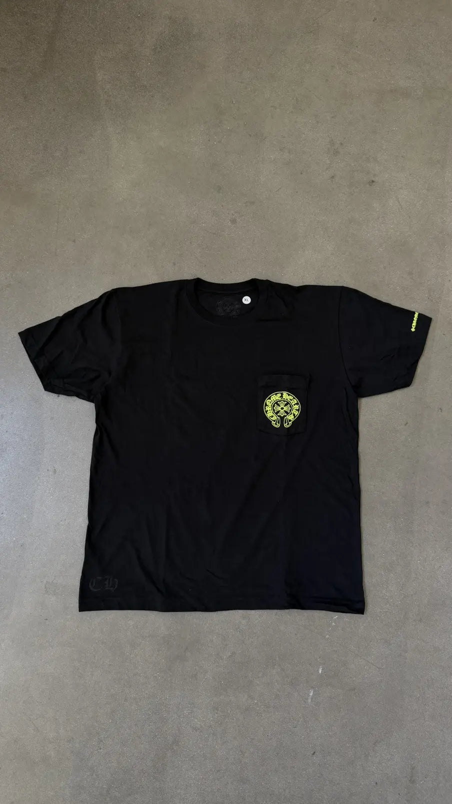 Chrome Hearts Neon Yellow Horseshoe Pocket T-Shirt