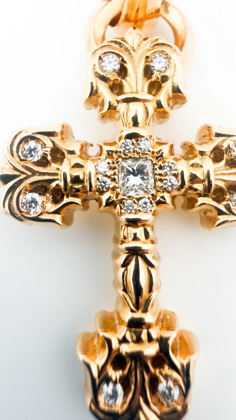 Chrome Hearts 22k Gold & Diamond Filigree Cross Pendant