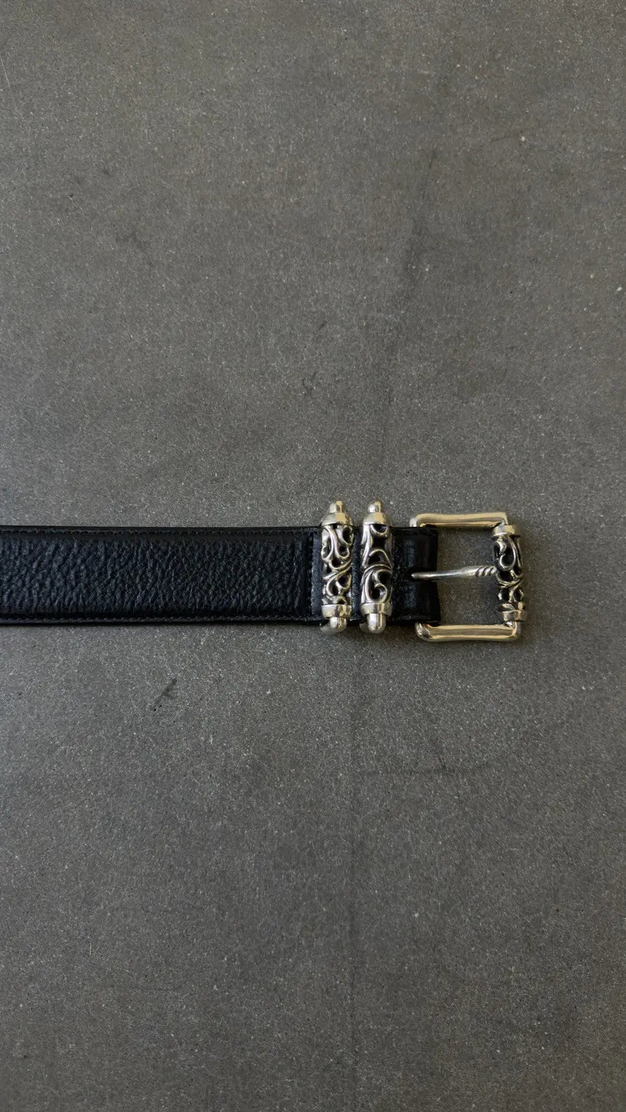 Chrome Hearts Black Leather Roller Belt
