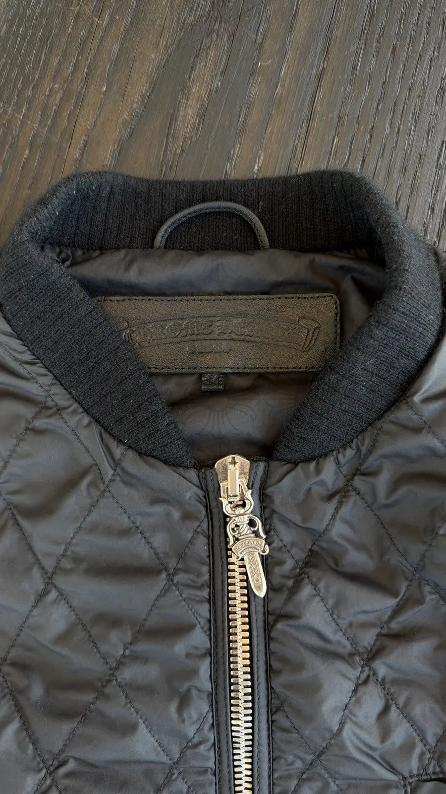 Chrome Hearts "Papa" Spinal Cross Patch Quilted Vest Size M Chrome Hearts