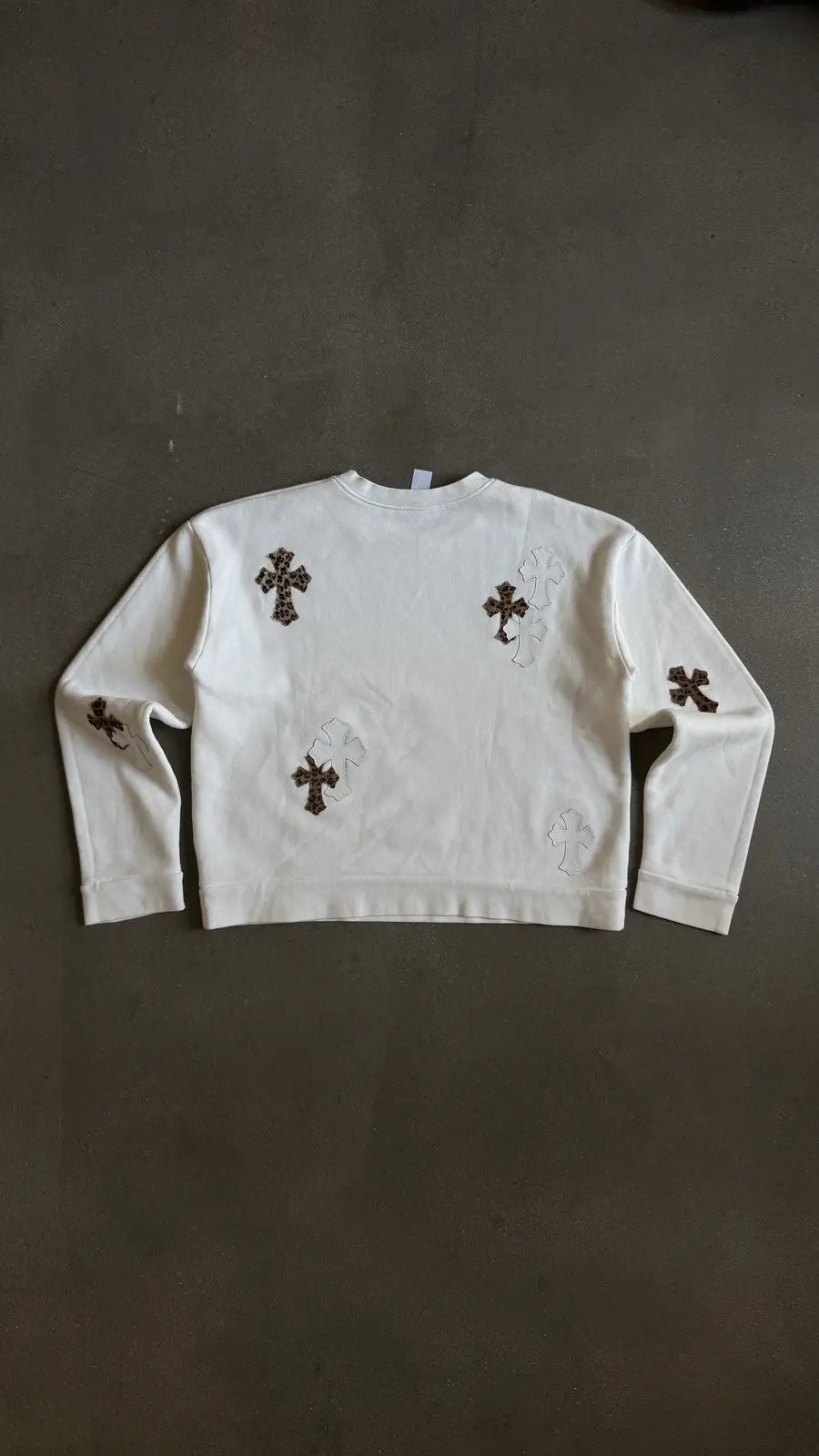 Chrome Hearts White & Leopard Cross Patch Sweatshirt