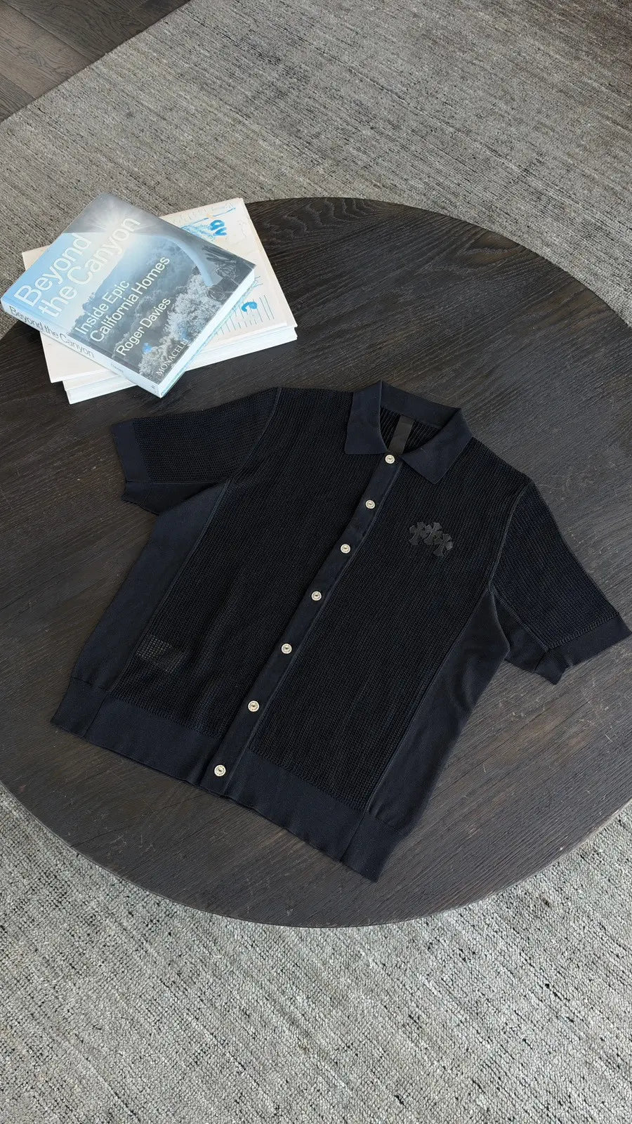 Chrome Hearts Knitted Short-Sleeve Button-Up Polo Shirt Size L Chrome Hearts