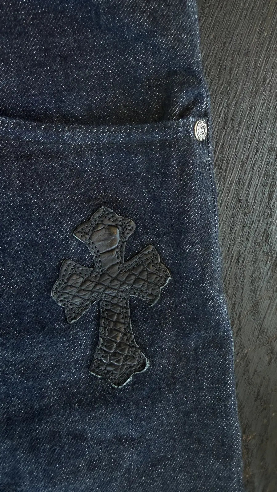 Chrome Hearts Crocodile Cross Patch Jeans Chrome Hearts