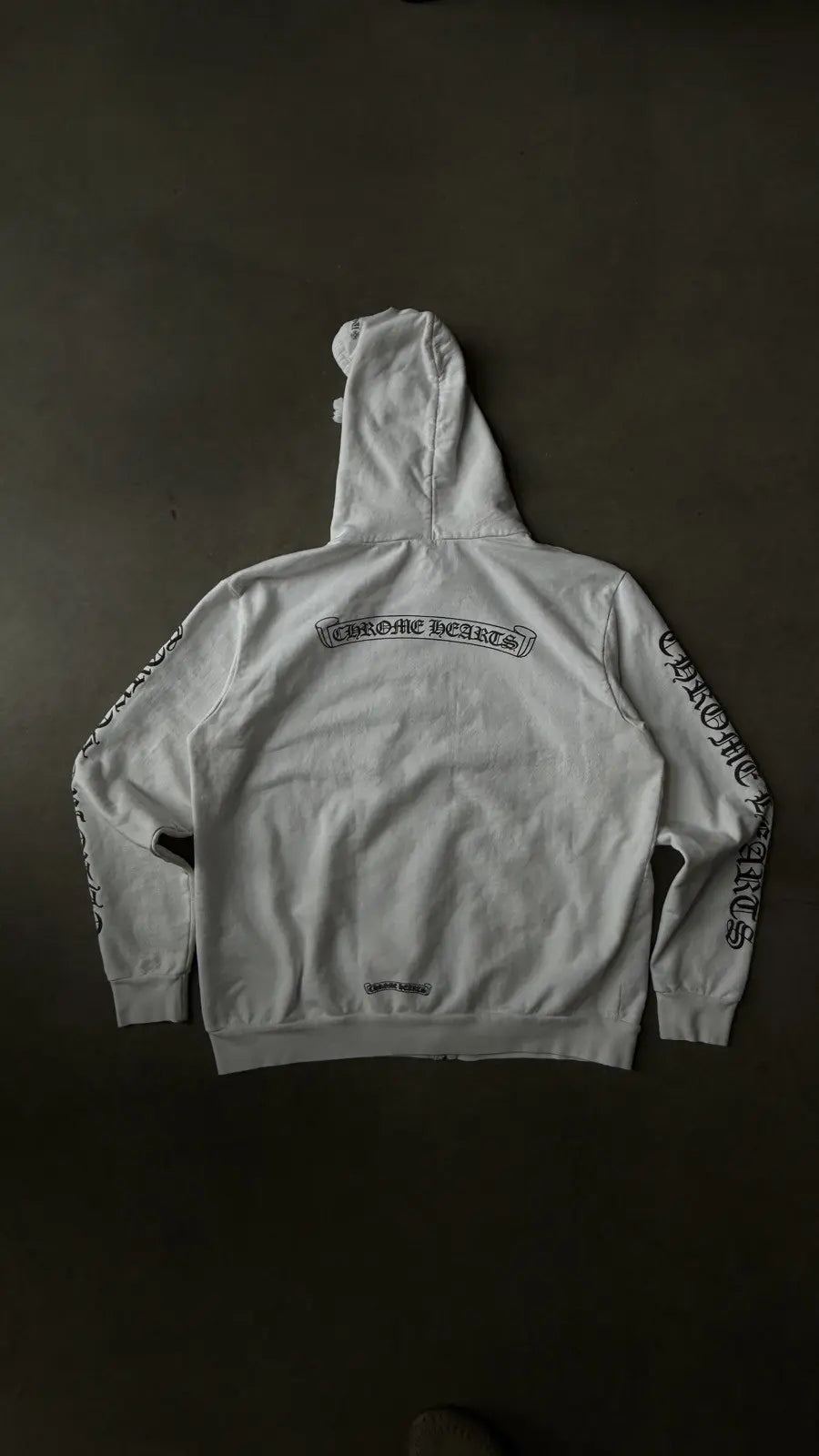 Chrome Hearts White Zip Up Banner Hoodie